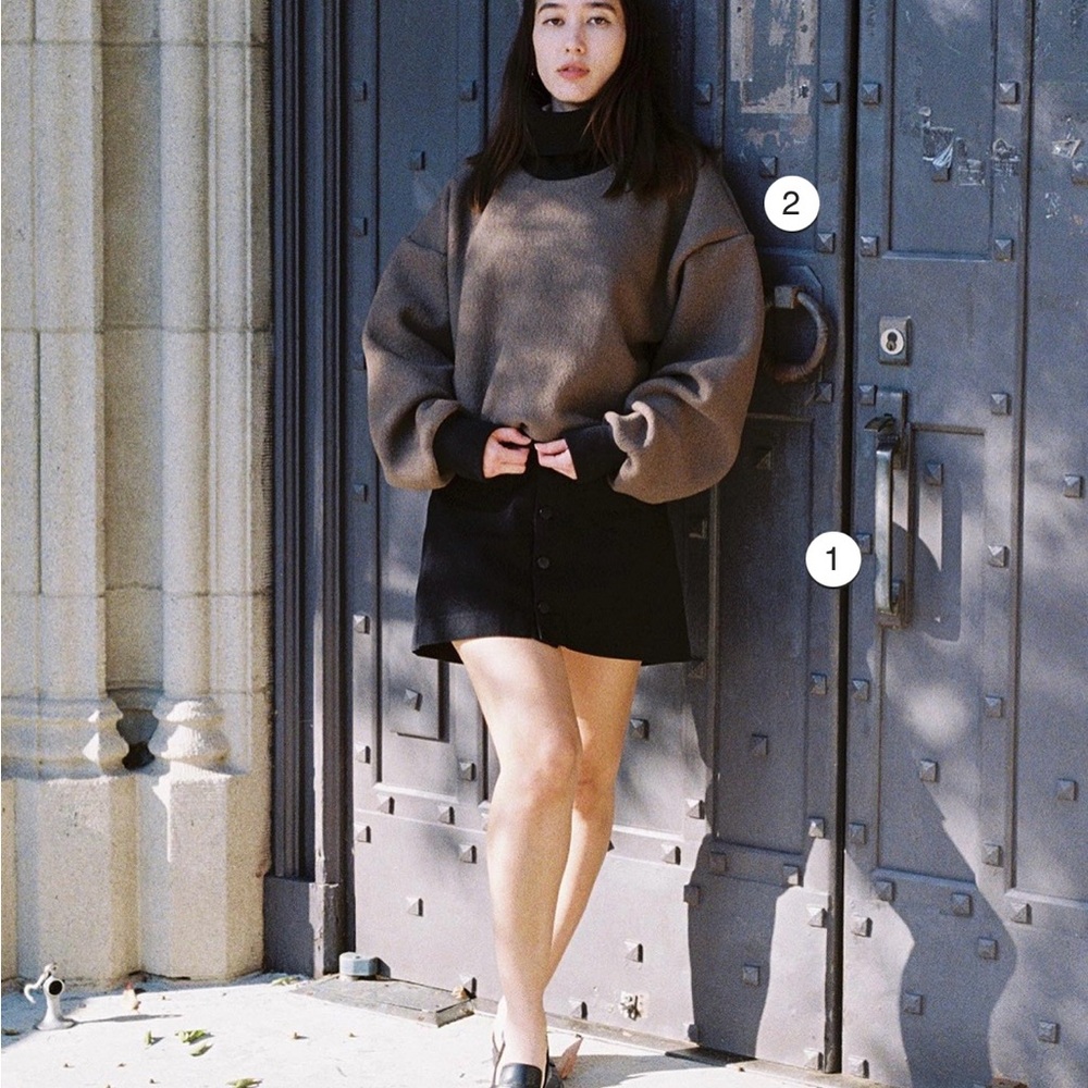 Los Angeles Apparel Wool Turtleneck Sweater with Heavy Cotton Rib, Otter, OS - Picture 4 of 6